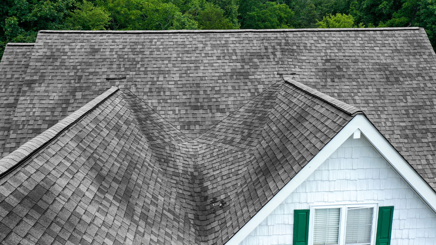 Home roof before new asphalt shingle installation